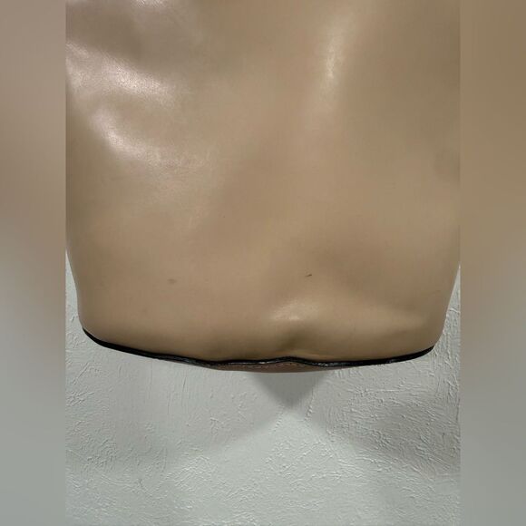 Camelia Roma Taupe Leather Bucket Bag Nude Red Interior - Picture 9 of 10